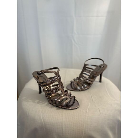 Silver snakeskin heels size 7 - Picture 5 of 5